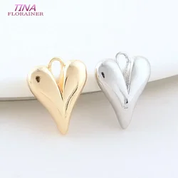 6PCS 10*13MM 14K Gold Color Brass Heart Charms Pendants Jewelry Making Supplies Diy Necklaces Bracelet Findings Accessories