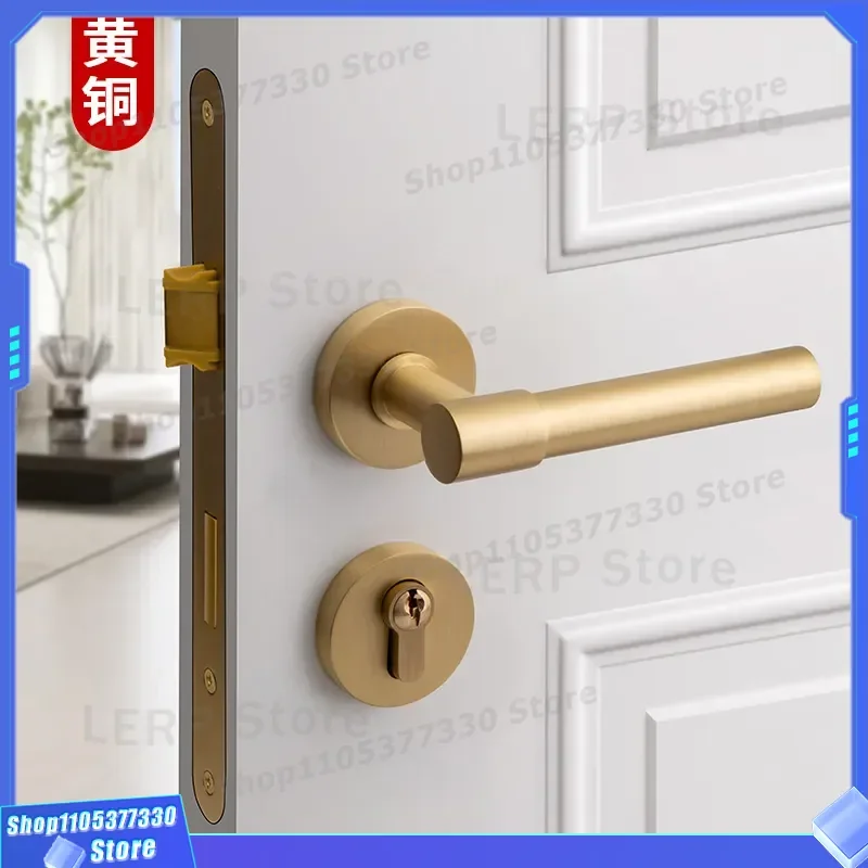 Modern Simple Solid Copper Indoor Door Lock Silent Wear Resistant Handle for Bedroom Hotel Engineering Project Direct Factory