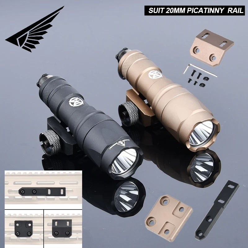 

WADSN Airsoft M300A M600C Tactical Mini Flashlight Mount Offset Base LED Scout Light Weapon Hunting Fit 20mm Picatinny Rail