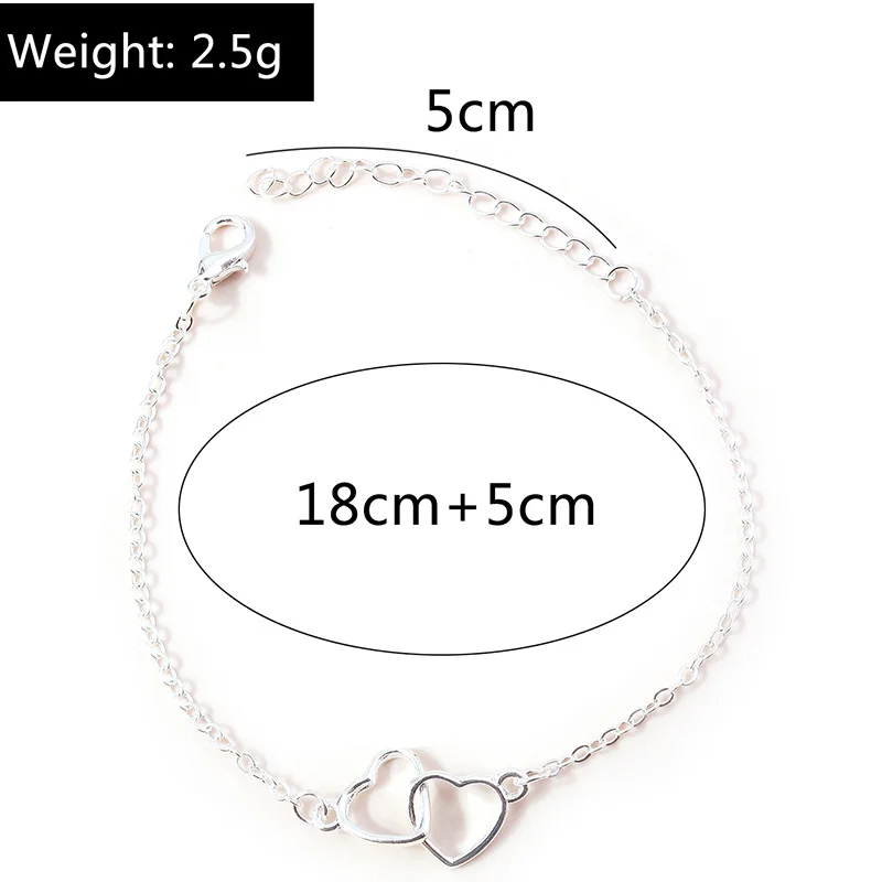 Aihua Silberfarbenes Kettenarmband mit Doppelherz-Anhänger für Damen, Trendiges Herz-Charm-Armband, Geburtstagsgeschenk für Frauen – Detail 1