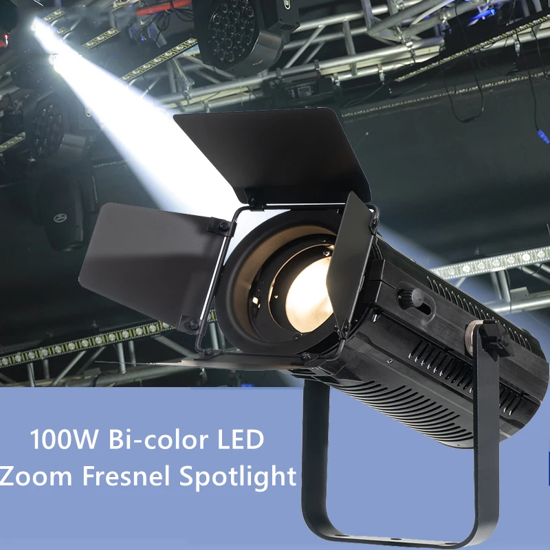 High Quality 100W 2IN1 Zoom Fresnel Spotlight Professional Bi-Color Temperture Lamp Beads LED CRI 95 TLCI 96 Stage Theater Light