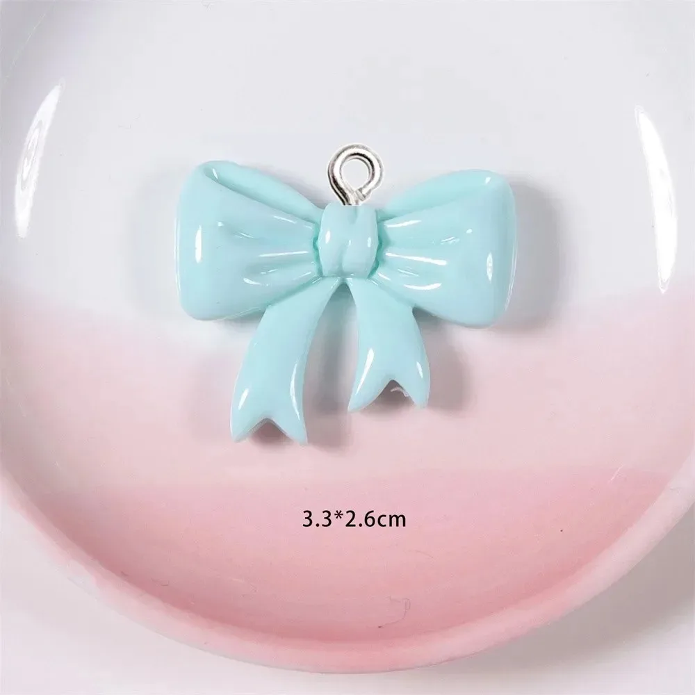 10 Pieces Candy Color Bow Resin Charms Handmade Ornaments Fit Women Jewelry, Keychain Phone Bag Decoration DIY Making view 4