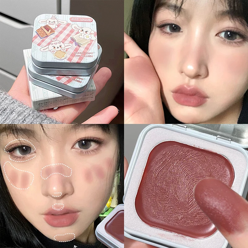 قيمة فنية لون واحد ماتي لوحة أحمر الخدود أحمر الخدود كريم كونتور ماكياج طبيعي الخد تينت سطع الوجه أحمر الخدود مستحضرات التجميل الكورية