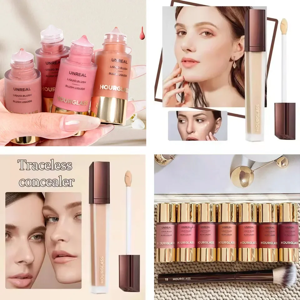 ホットアワーグラスリキッドコンシーラー 目元涙溝ブライトニングカバー 顔のニキビ跡・シミ・クマ・ブラッシャークリーム化粧品