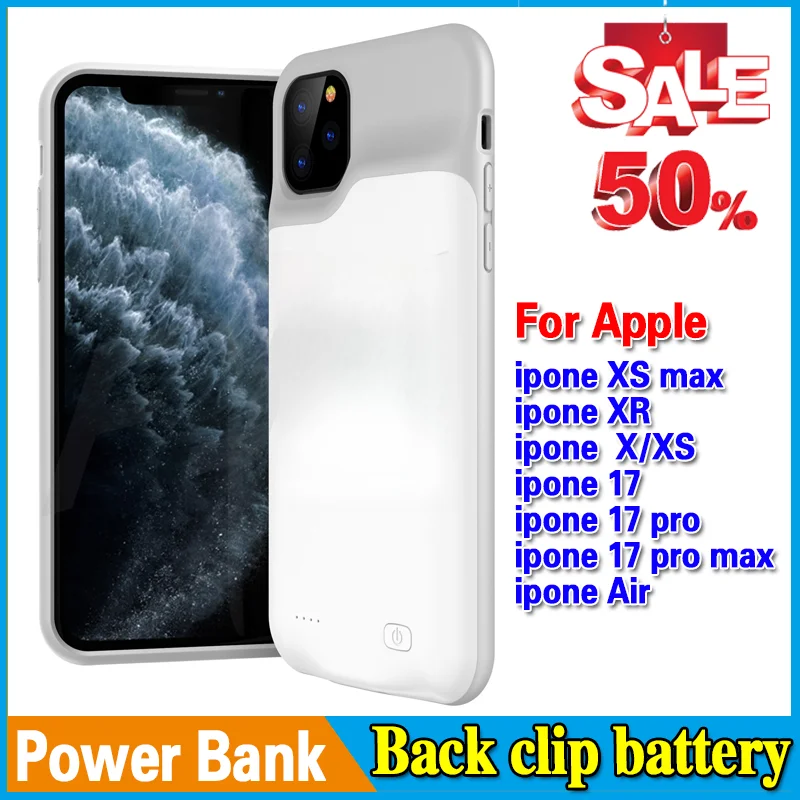 

High-Quality Back Clip Battery Power Bank for Apple iphone XS MAX/X/XS/XR/17/PRO/PRO MAX/Air Battery Power Case Powerbank