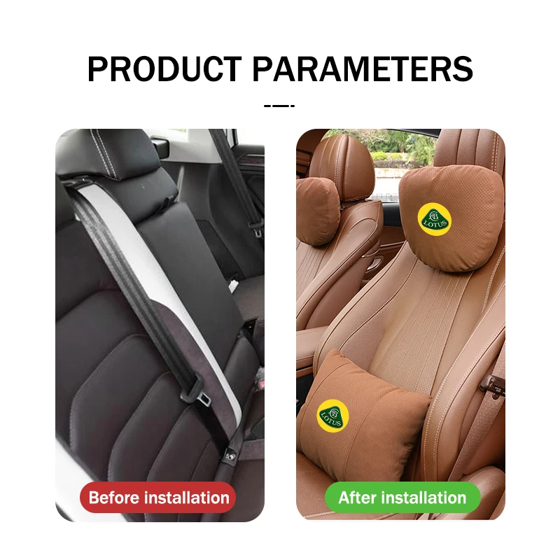 Suede Car Headrest Lumbar Support Waist Cushion Breathable For Lotus Eletre Emira Evija Envya Elise Evora Esprit Eterne Elite