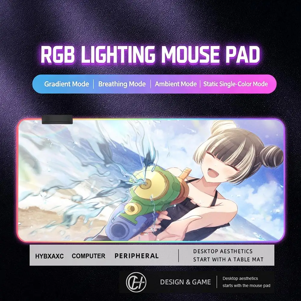 40X80 HYBXAXC Mouse Pad RGB Gaming Mouse Pad Desk Mat HD Gamer Large LED Light XXL Virtual Idols J-Juufuutei Raden RGB Mouse Pad