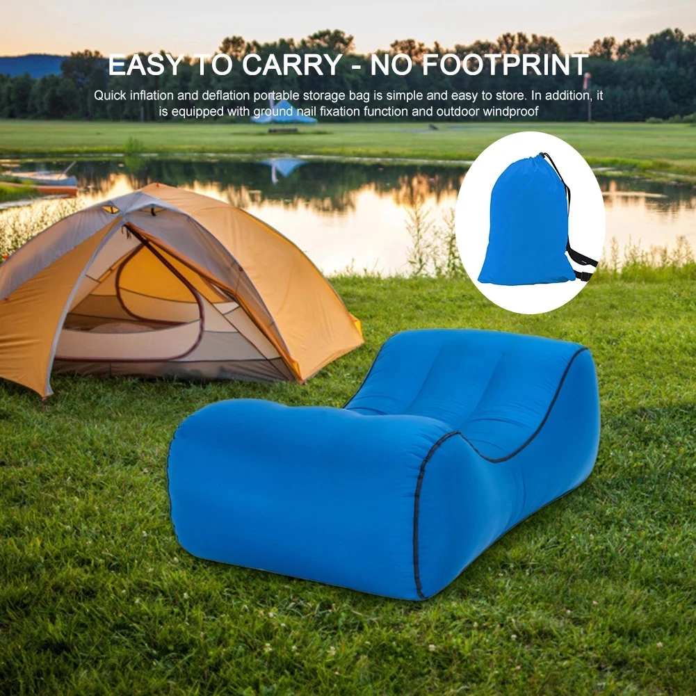 NEW Adult Beach Lounge Chair Inflatable Sofa Waterproof Ultralight Nylon Lazy Sleeping Bag Outdoor Camping Folding Air Bed Loung