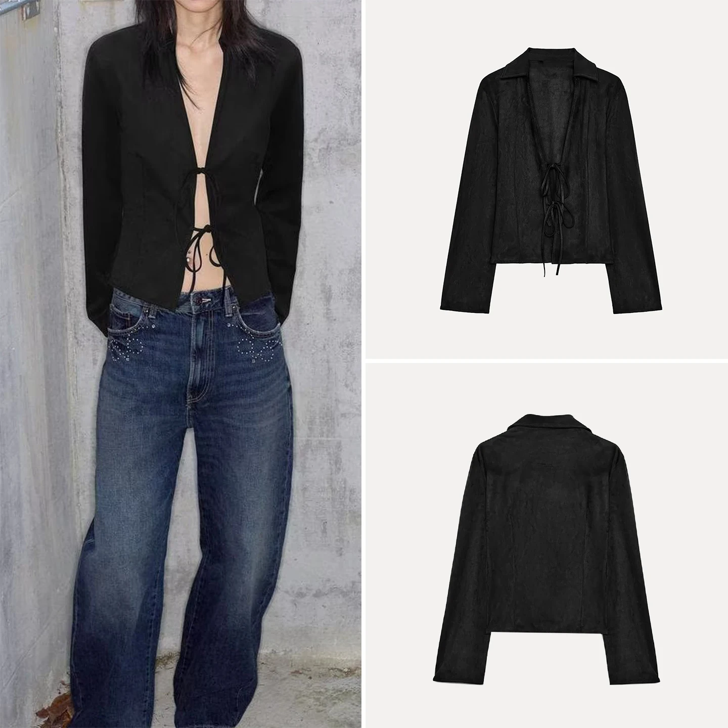 

Faionable Long Sve Knot Tie Slim Fit Women's irt Z Autumn 2025 New Arrival Ele Casual Busin