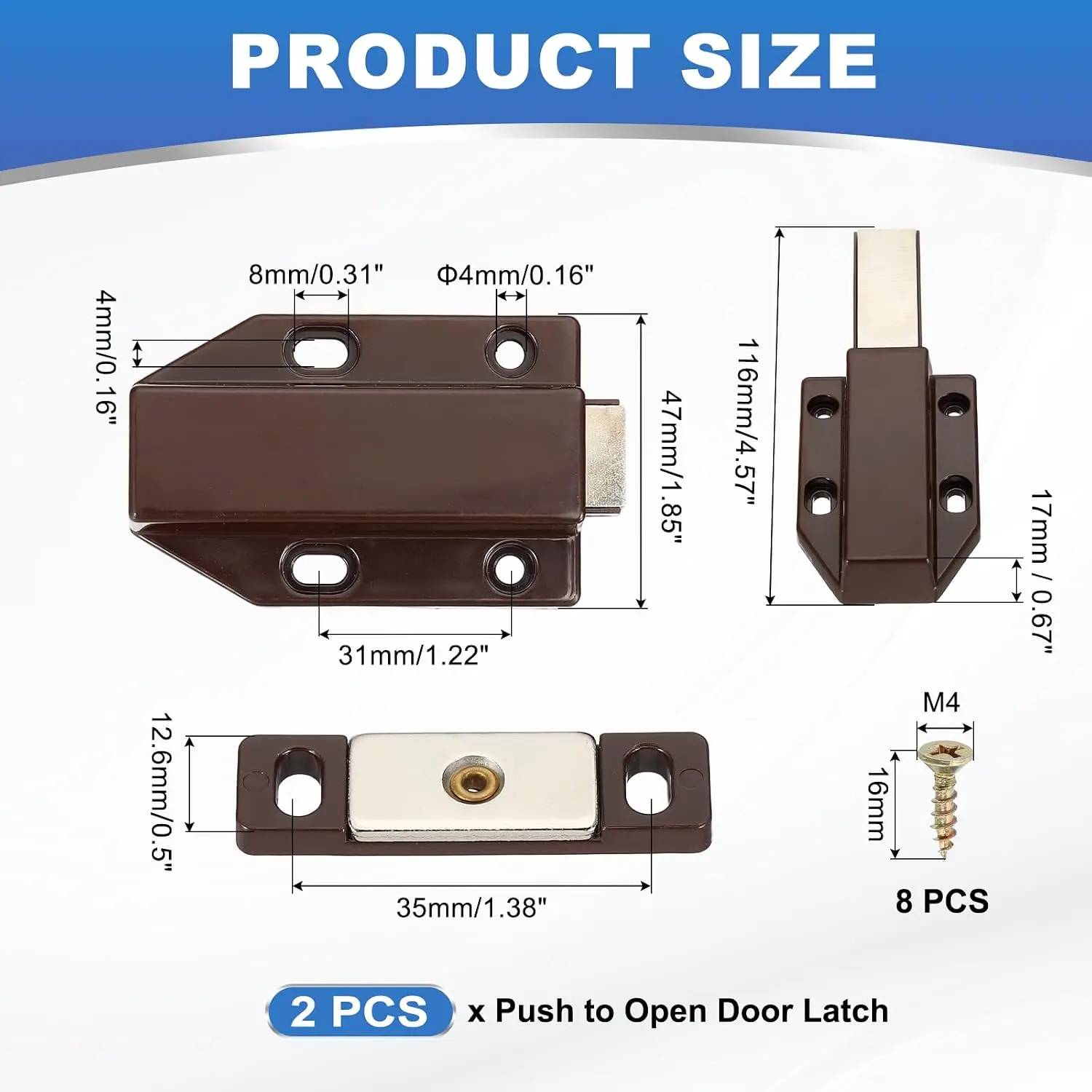 GOODSHEN Heavy Duty Magnetic Door Catch Latch Stainless Steel Rebound Device Push Release Furniture Closet Cabinet Door Hardware