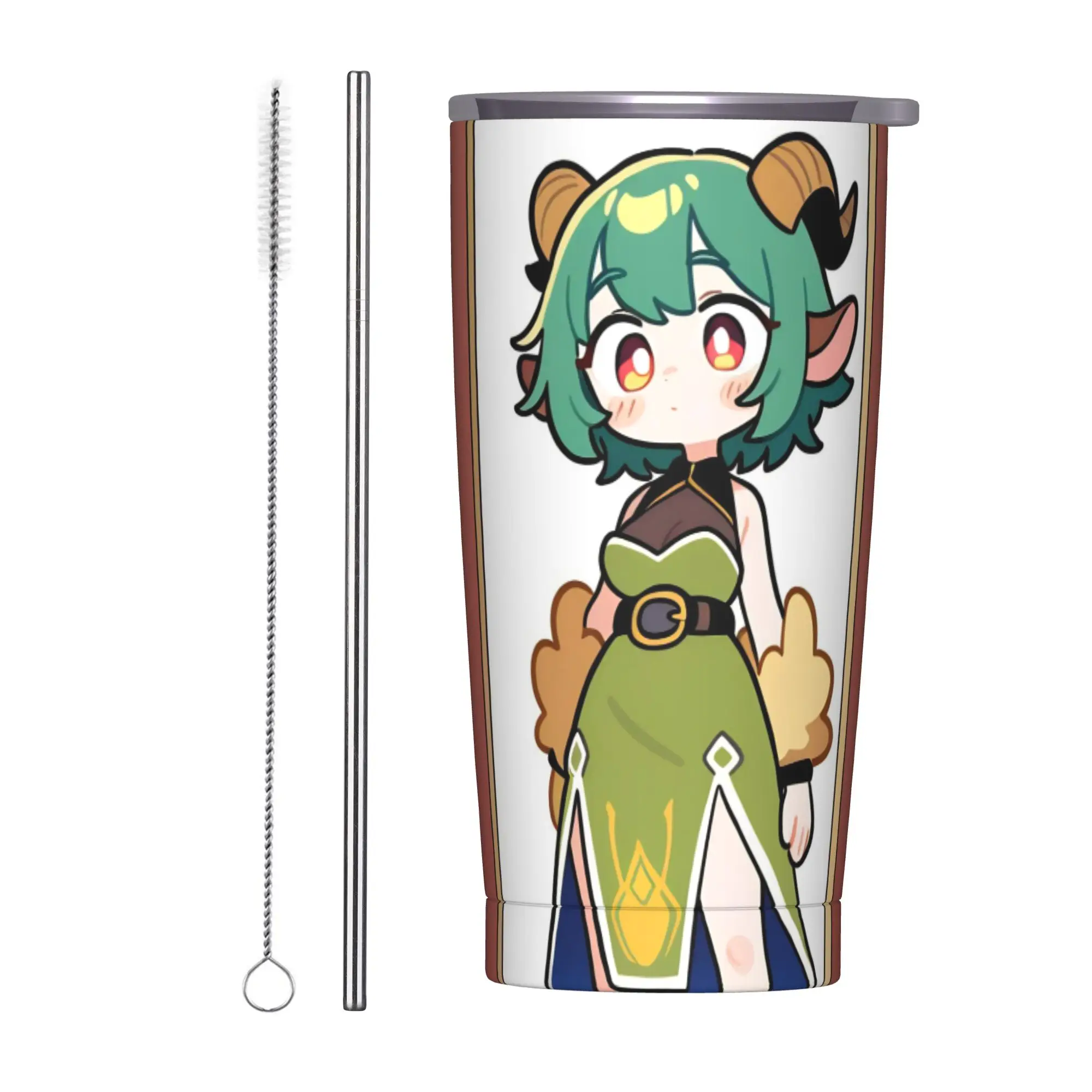 Trickcal C-Chibi Go Games Tumbler Vacuum Insulated  Coffee Cups with Lid Straw Office Home Mug Water Bottle 20oz