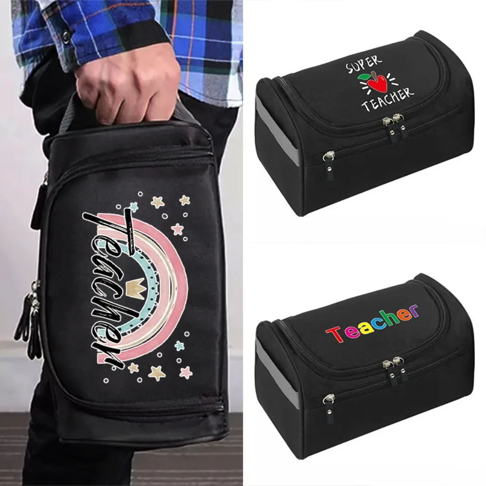 

Multi Functional Zippered Cosmetic Bag Business Stylish Toiletry Bag Teacher Print Lightweight Hook Travel Storage Pouch Unisex