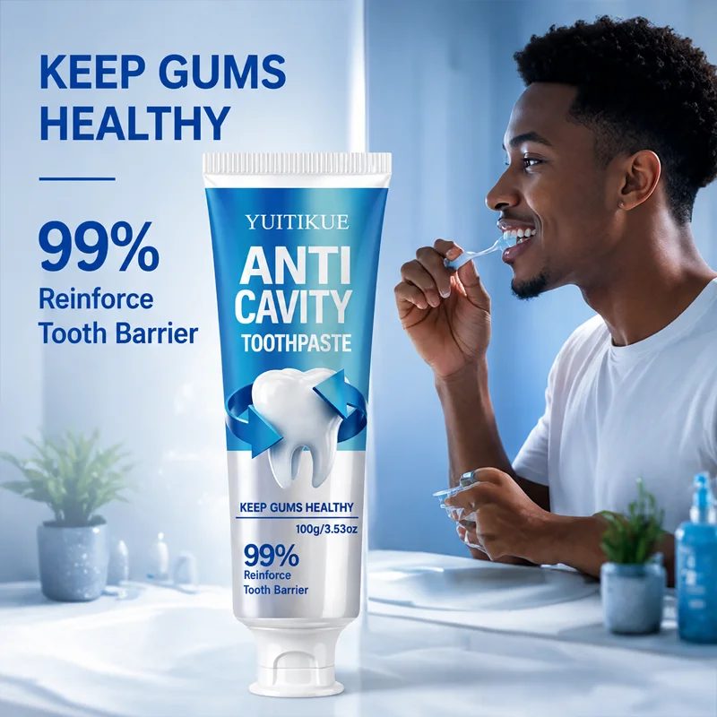 YUITIKUE Anti-Cavity Toothpaste Cool Mint Long Lasting Freshness Gum Healthy Deep Clean Oral Care Toothpaste 100g