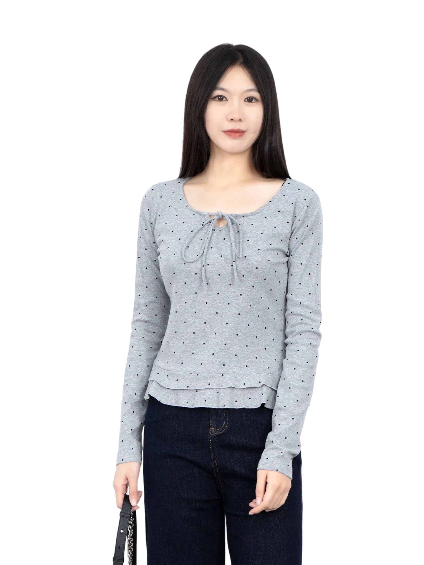 

Женский облегающий топ больших размеров с узлом и поясом, повседневная хлопковая длинная футболка Sve round Ne для ранней осени