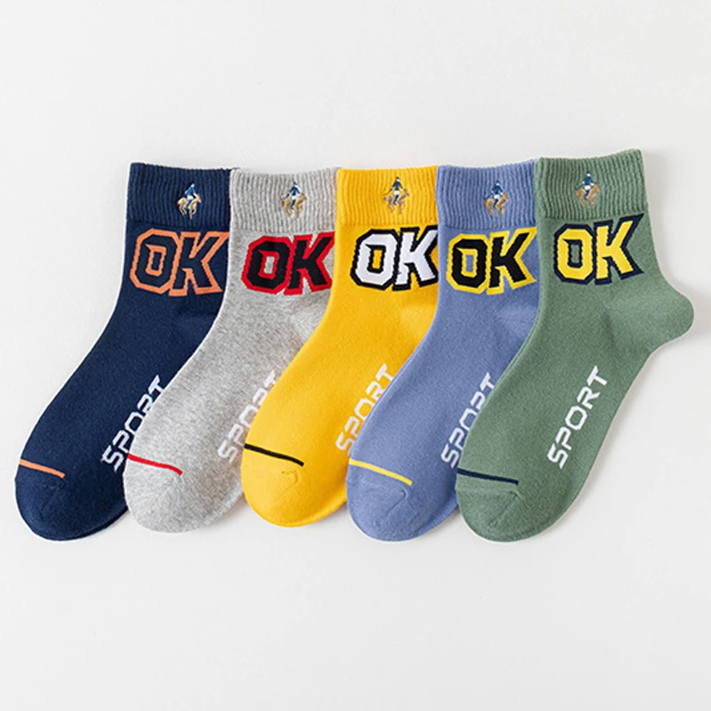 

New Digital OK Men Cotton Socks 5Pairs/lot PIER POLO Brand Fashion Socks Men Breathable Summer Socks calcetines