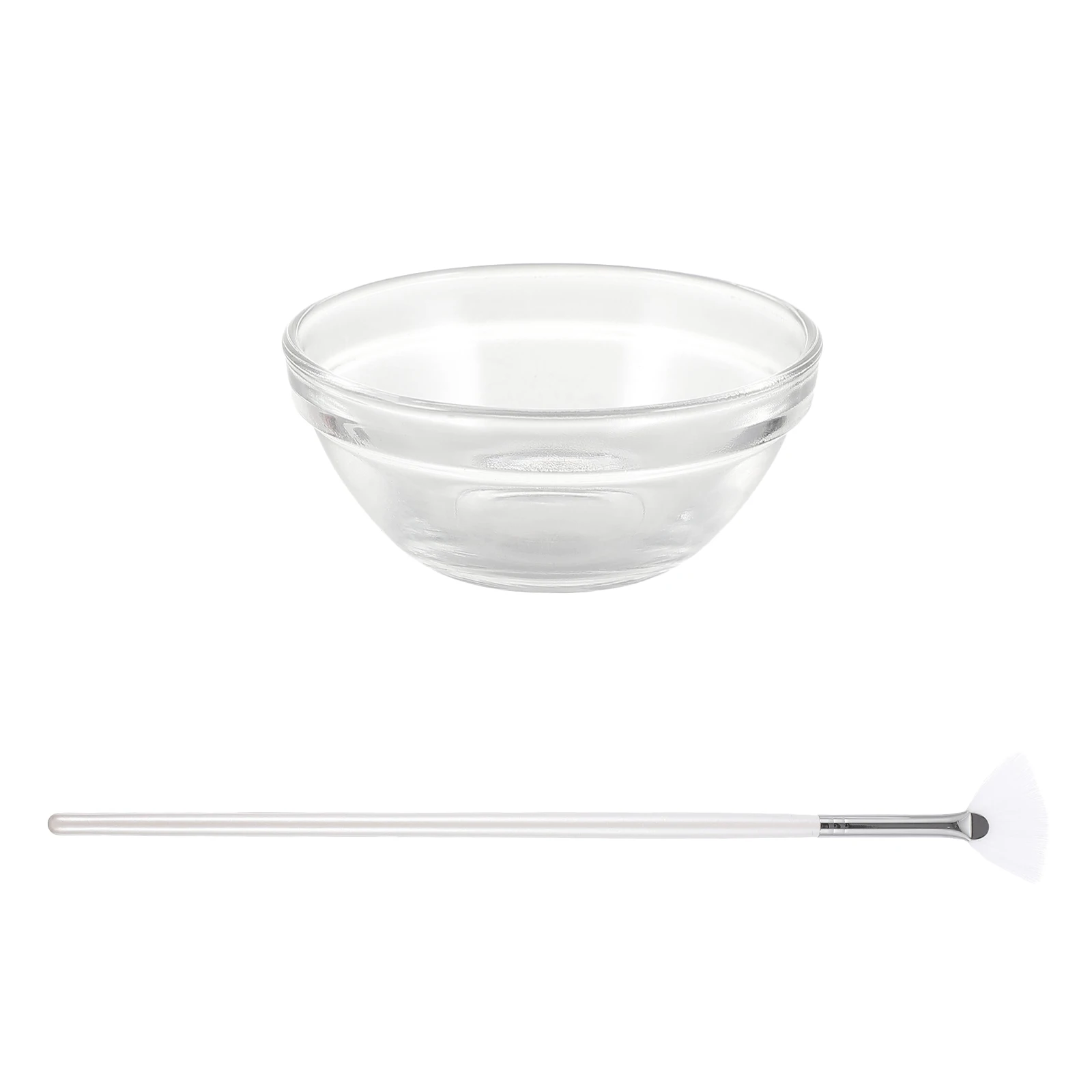 

2pcs Facial Mask Brush Kit Soft Bristles Long Handle Fine Applicator With Glass Bowl For Diy Skincare Mud Mask