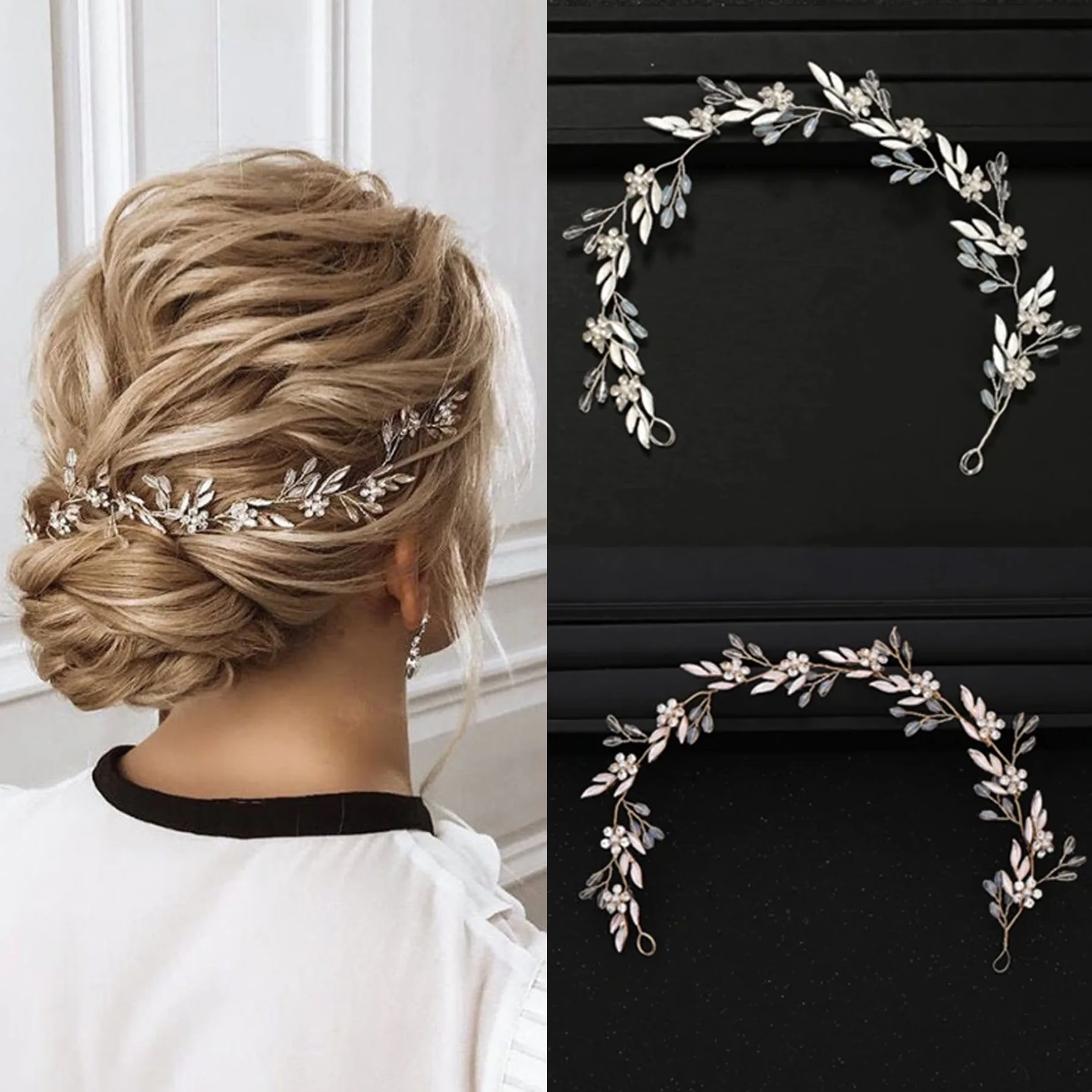 

Женский обруч для волос, диадема с цветами и листьями, свадебные аксессуары для волос