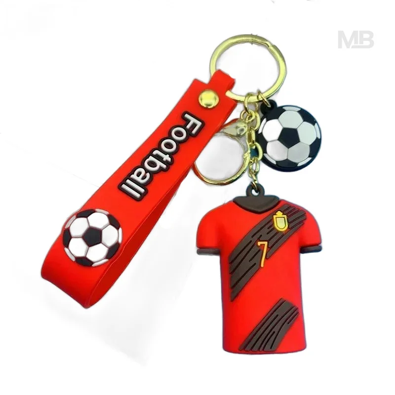 Football Star Jersey Keychain Number 7 10 Soccer Player Shirt Pendant Bag Charm Car Key Ring 3D Sports Fans Gifts Collection view 4