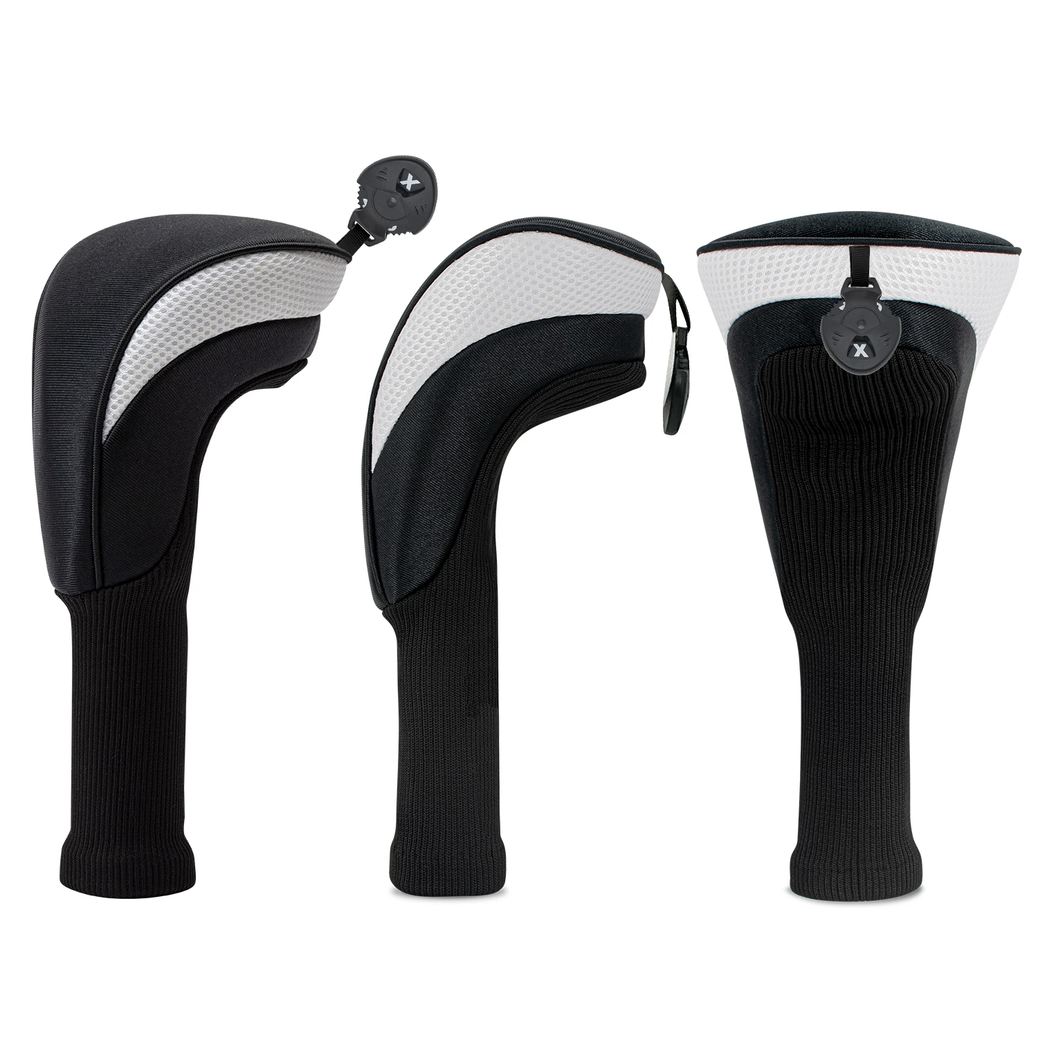 1PC/3PCS Golf Club Headcover, Black White Plain No Pattern, Driver & Fairway Wood Protective Cover, Golf Accessories