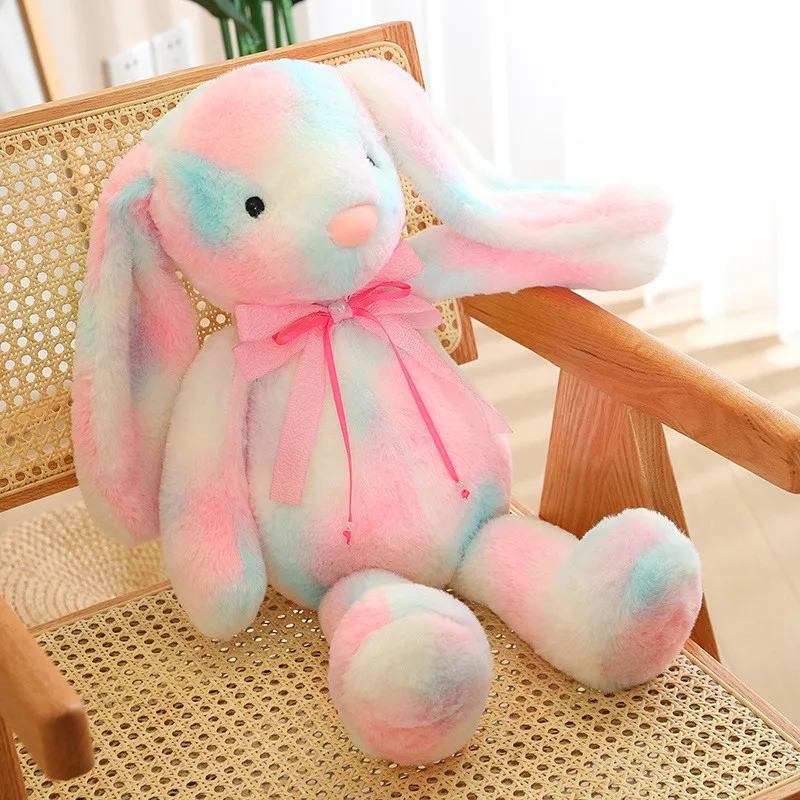 Long Ears Fantastic Rainbow Colorful Plush Rabbit Plush Toy Stuffed Animals Bunny Soft Doll Kids Toys Birthday Christmas Gift