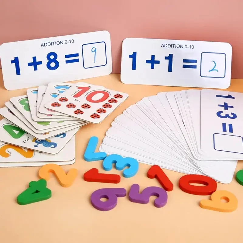 Juguetes de matemáticas de madera Montessori para niños, pegatina de conteo educativa temprana, regalo de cumpleaños cognitivo de números