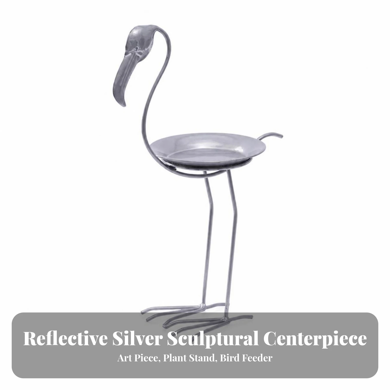 Garden Decoration Outdoor Flamingo Garden Sculpture Metal Bird Feeder Statue Lightweight for Gardeners, Patio, Courtyard