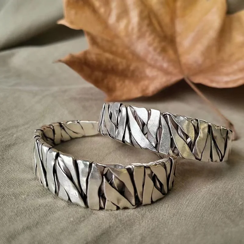 

New Fashionable Retro Silver Color Alloy Braided Bracelet Simple Men's Adjustable Cuff Bracelet Fashion Jewelry Wear Accessories