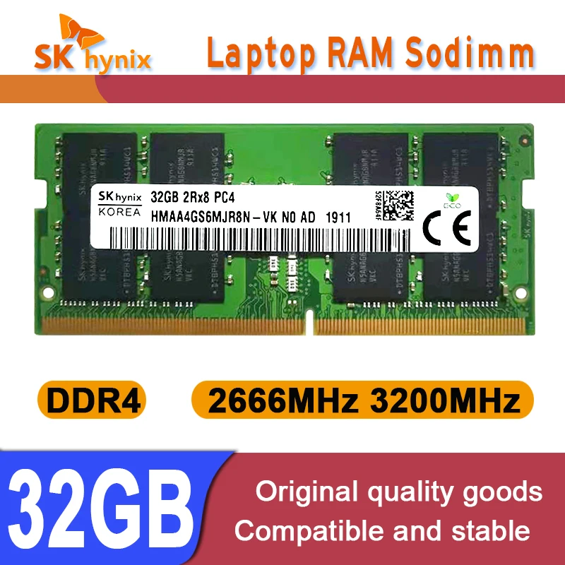 SK Hynix DDR4 32GB 2666MHz 3200MHz RAM PC4 2Rx8 2666V 3200AA SODIMM Laptop memory SO-DIMM 16GB 8GB 4GB