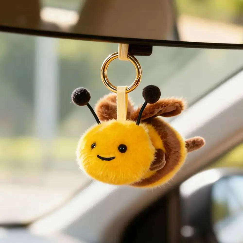 Lightweight Adorable Insect Series Keychain Soft Cotton Funny Keyring Little Bee Little Ladybug Animal Bag Pendant Daily