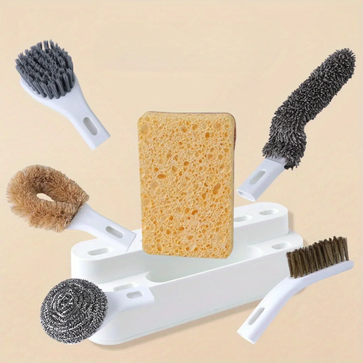 

Kitchen Cleaning Brush Set - Pot Scrubber, Dish Brush, Crevice Cleaner, Bottle Brush - Wholesale Household Cleaning Supplies