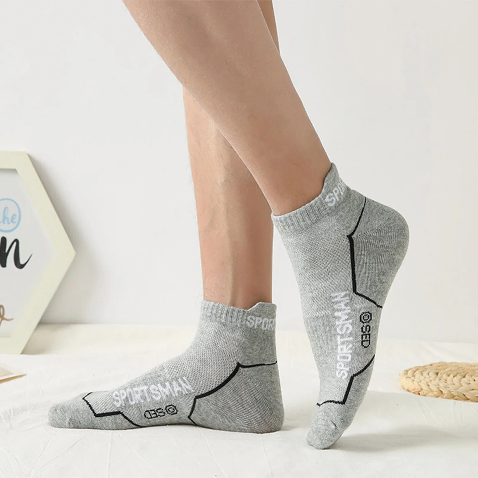 6 ペア スポーツ ランニング ソックス メッシュ 通気性 抗臭 速乾 ショートソックス ジョギング ジム ワークアウト アスレチック 快適な靴下