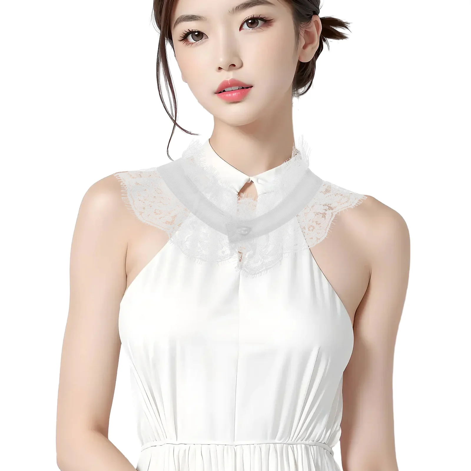 Embroidered Lace Detachable Faux Collar Dickey Blouse Half Shirt Fake Collar Shawl Women Detachable Collars for Women