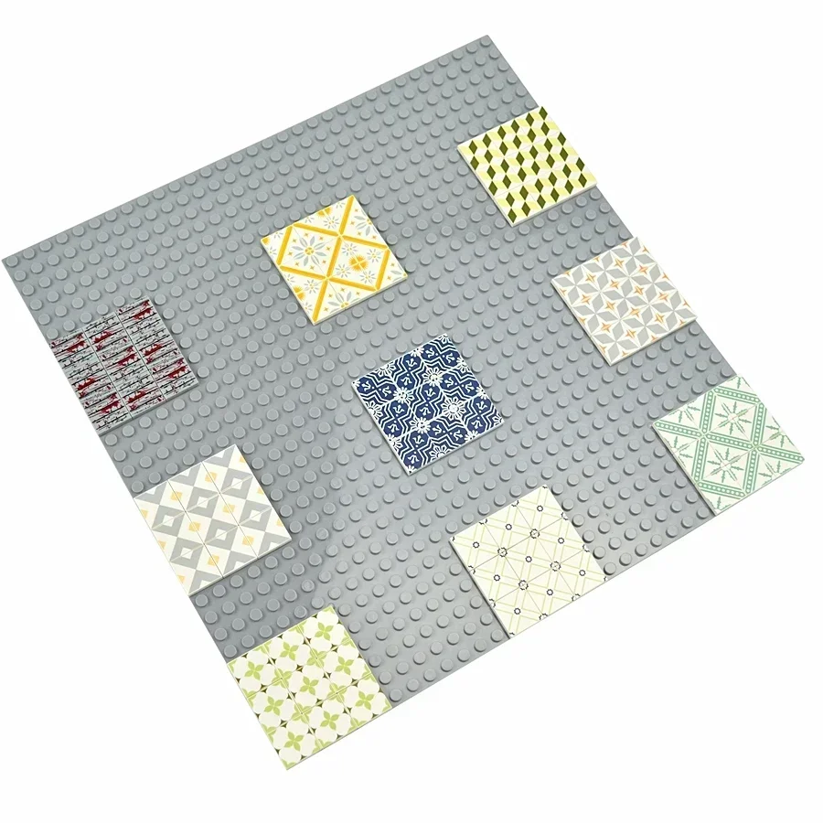 日曜大工のセラミックタイルフィギュアビルディングブロック、教育的でクリエイティブなサイズ、滑らかな印刷パターン、床2x2、レンガのおもちゃ、3068, 50個