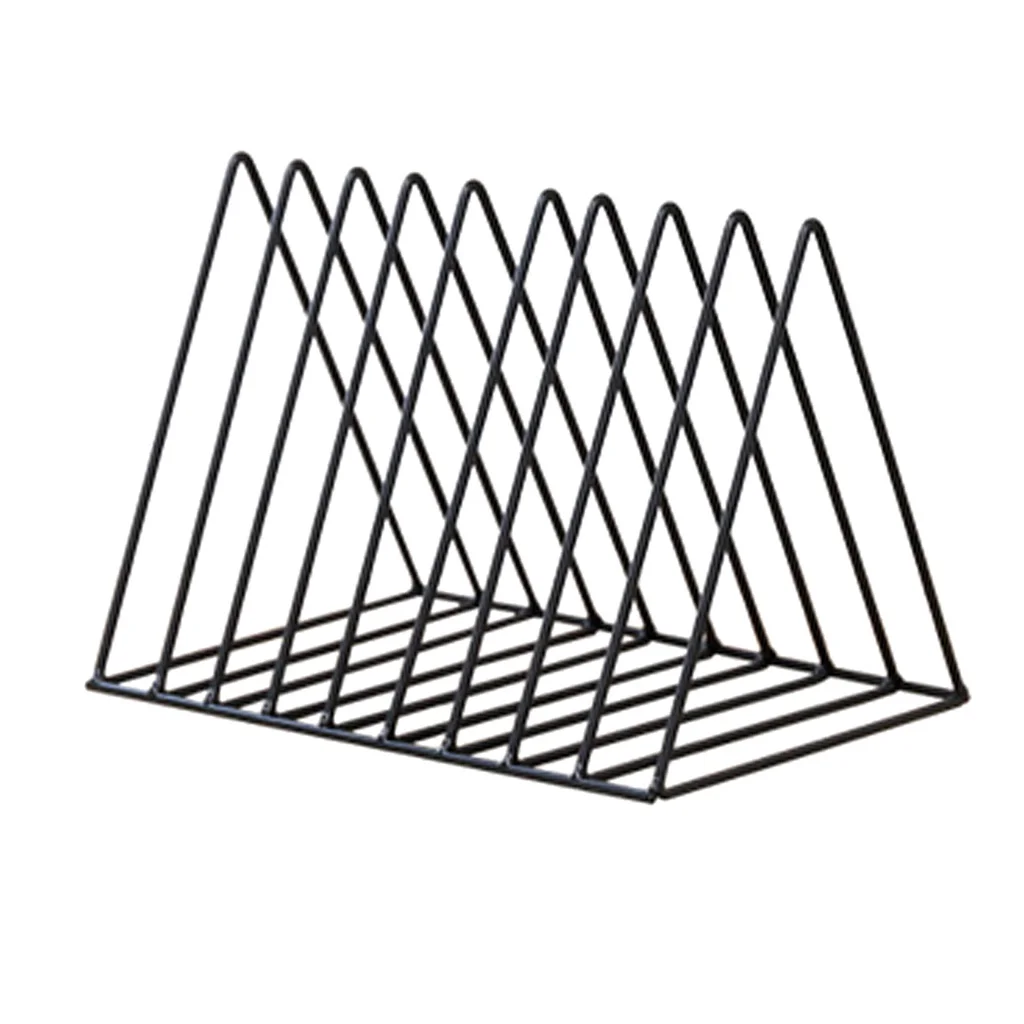 Iron Triangular Bookshelf Desktop Newspaper Storage Rack Office File Bookend