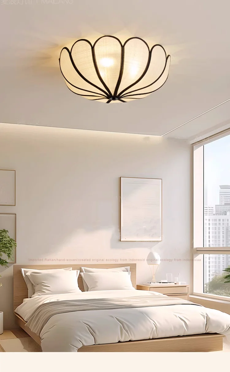 Nordic E27 Wabi Sabi Ceiling Lamp Bedroom Romantic Light