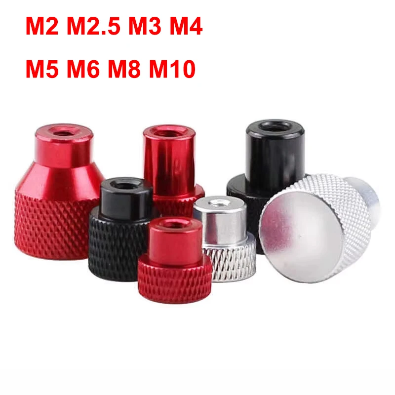 M2 M2.5 M3 M4 M5 M6 M8 M10 Aluminum Alloy Blind Hole Hand Nut Knurled Step Nut With Collar Thumb Nuts Black Red Silver