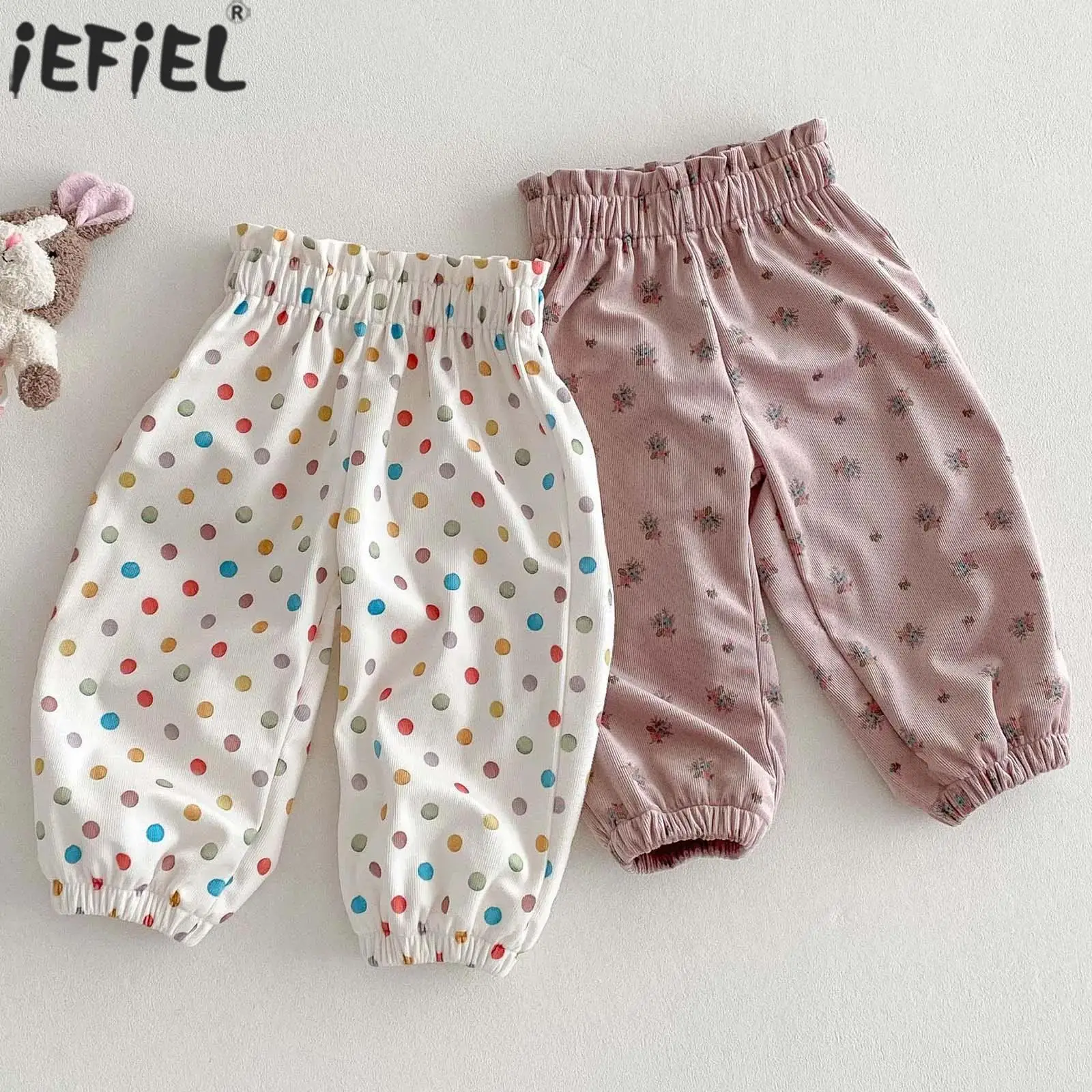 

Toddler Baby Girls Casual Pants Elastic Waistband Flower/Dot Printed Bloomers Trousers Kids Clothes Picnic Park Home Daily Wear