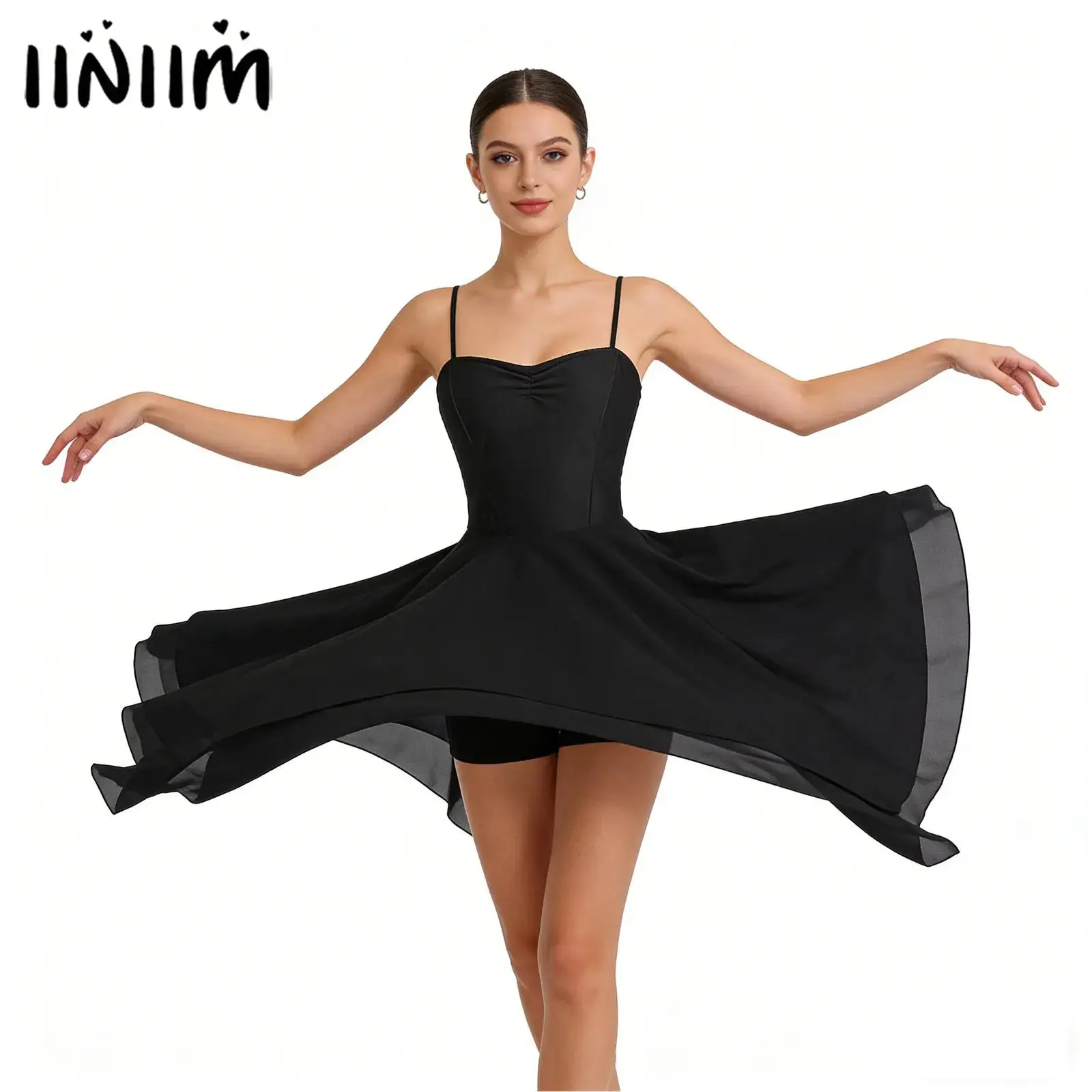 

Женский гимнастический купальник для взрослых, балетный костюм-туту, платье для современного лирического танца, однотонное шифоновое платье для выступлений