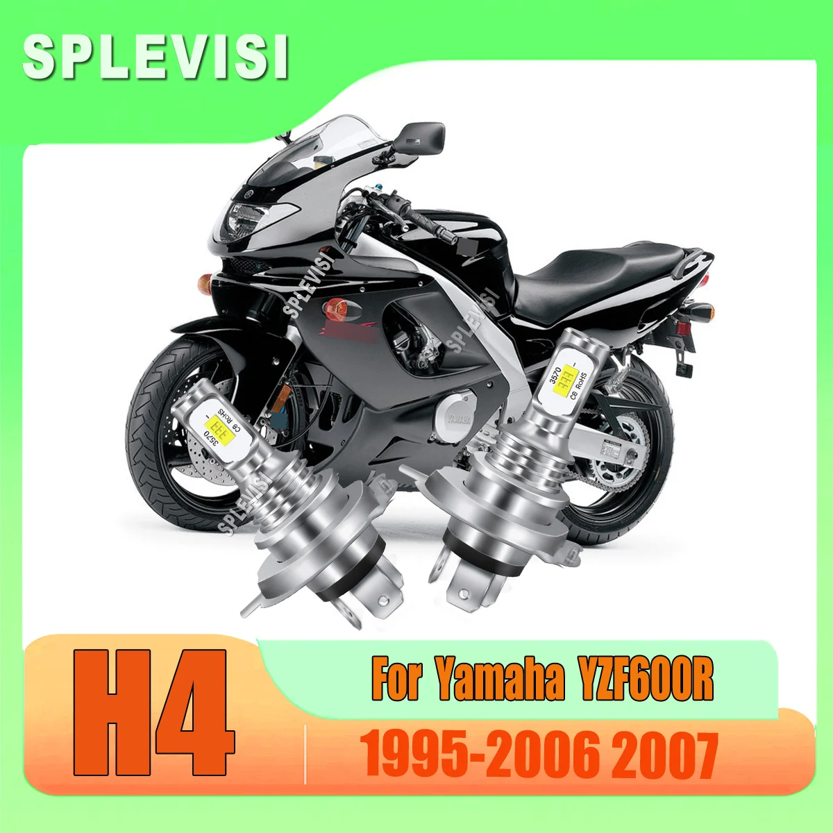 LED Headlight Bulbs -3-Step Installation  For Yamaha YZF600R 1995 1996 1997 1998 1999 2000 2001 2002 2003 2004 2005 2006 2007