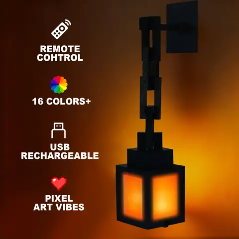 Luz nocturna estilo 2026 píxeles, linterna portátil, adorno de mesa, 16 colores, control remoto RGB, decoración Interior DIY, luz de ambiente