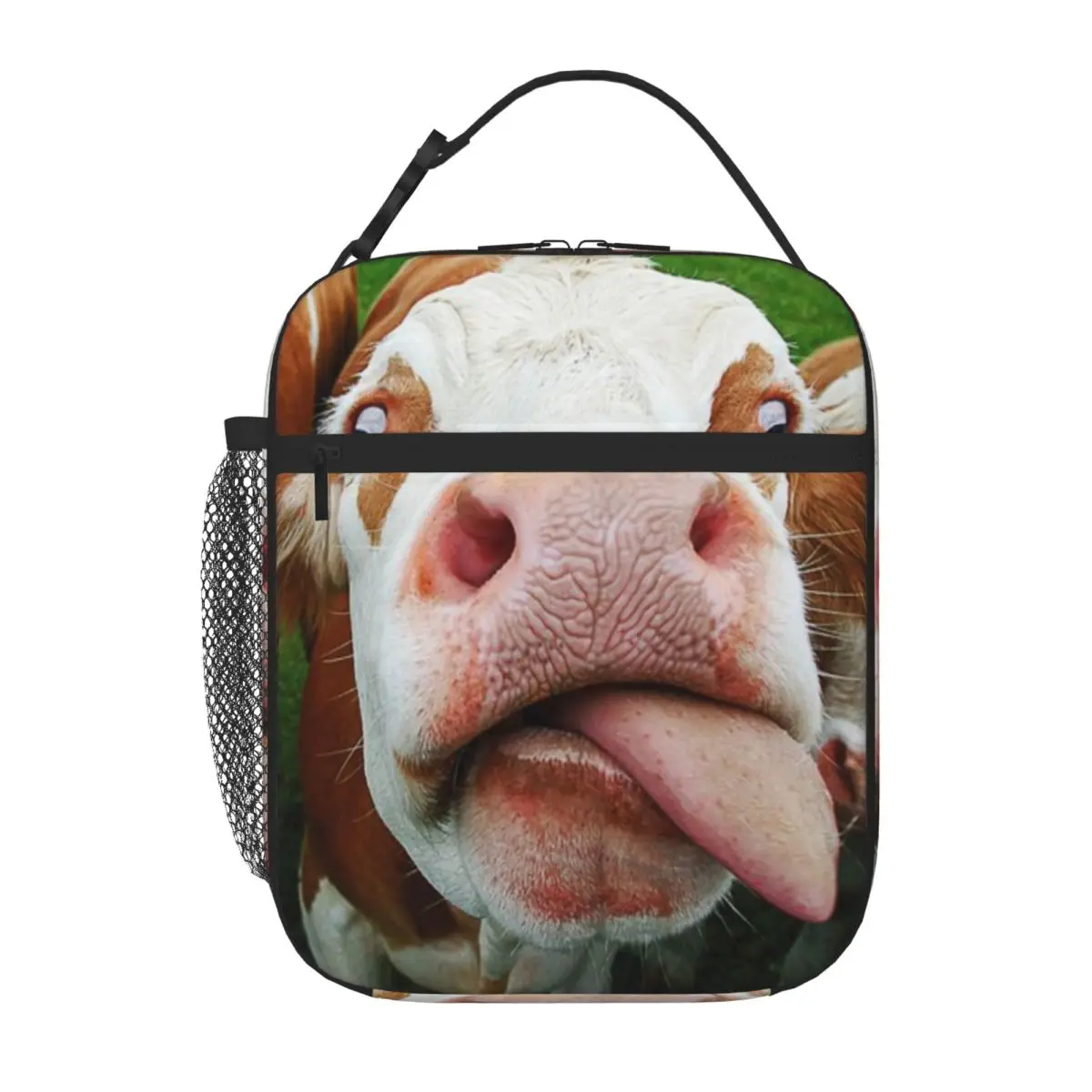 Bestselling Cow Lover Funny Face Milk Pet Cute Animals Gifts With Tongue Licking Office Style Kids Lunch Bag Bus Trip Snack Bag