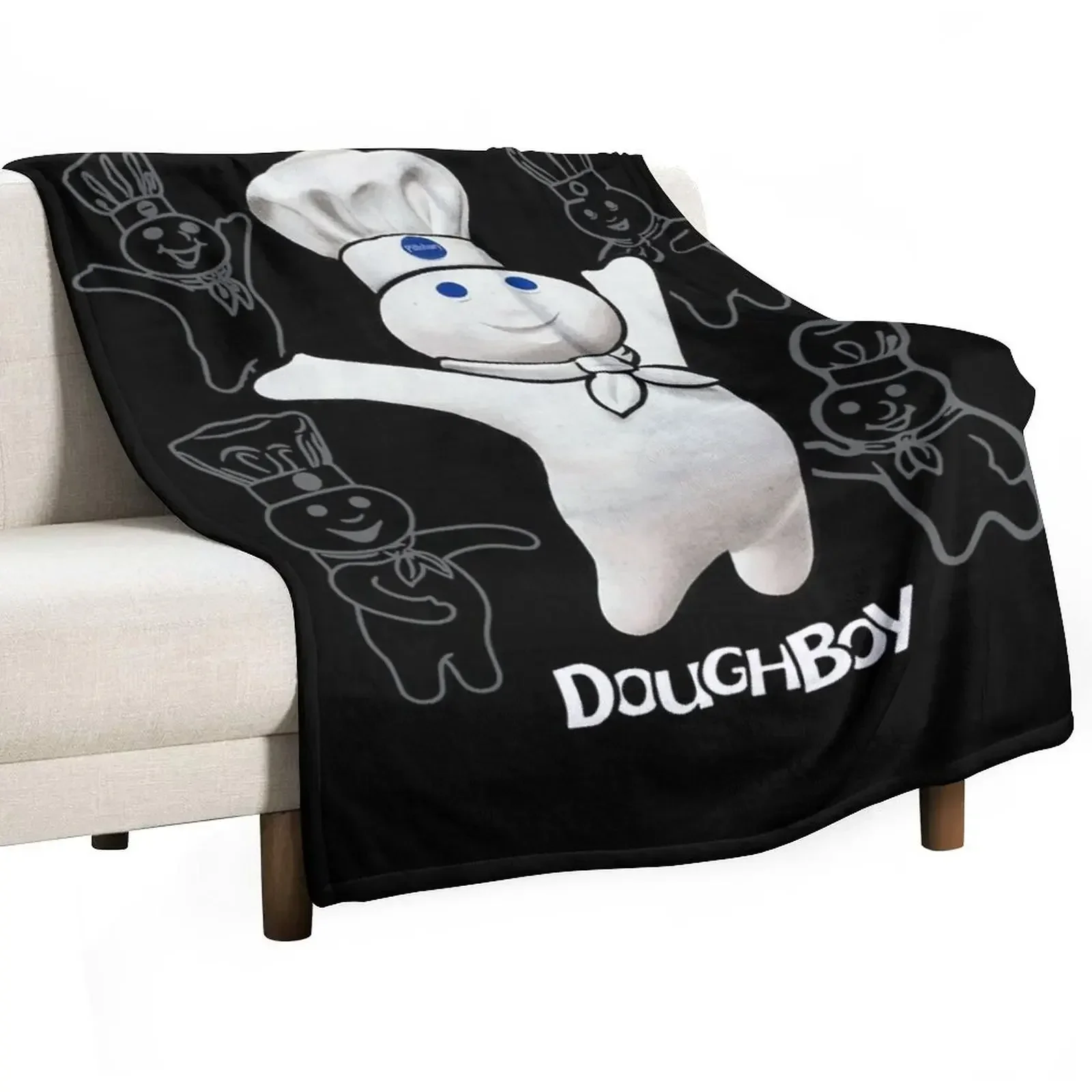 Doughboy Mascot Cute Emotions Throw Blanket Softest Moving Luxury Designer Blankets