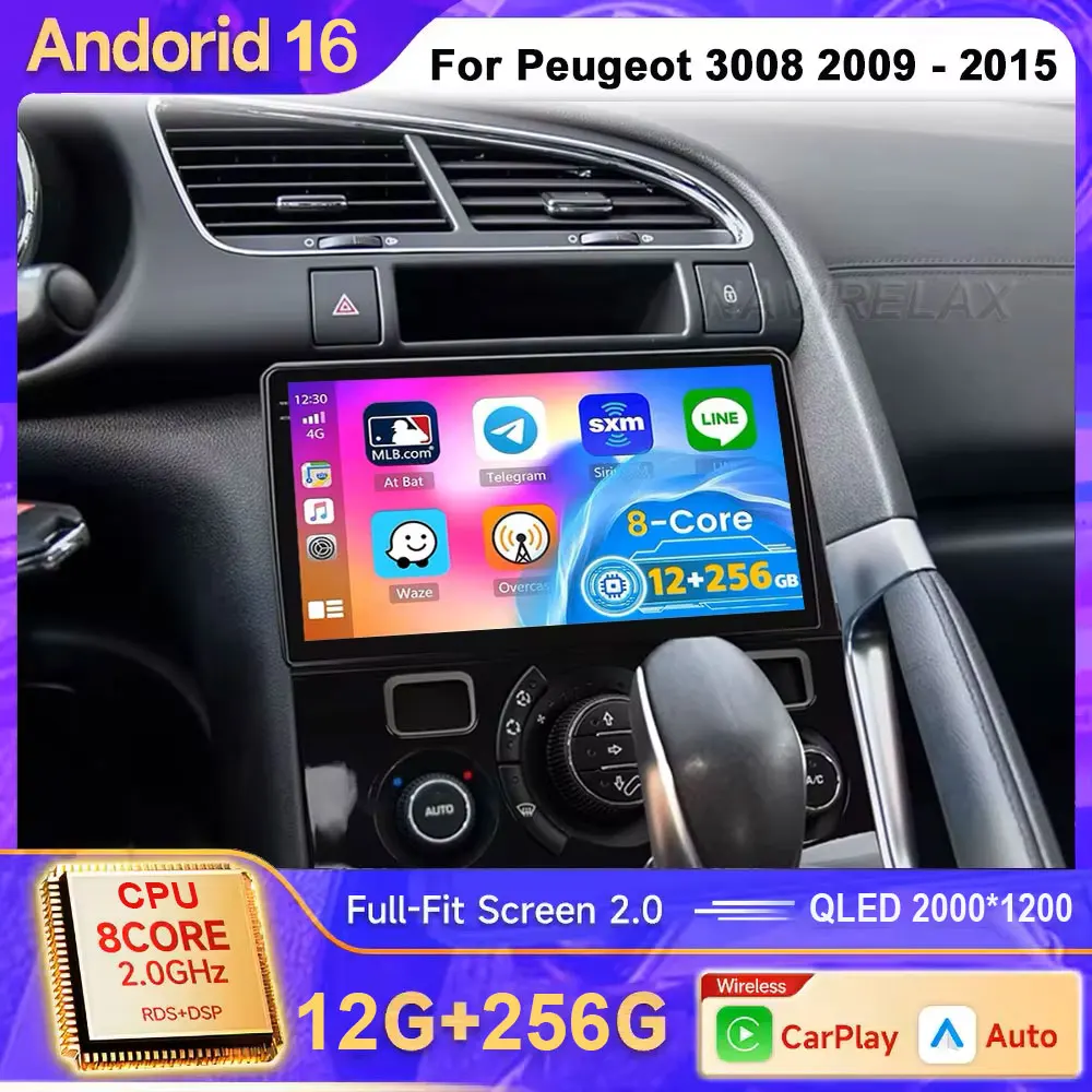 Auto-Radio Android 16 für Peugeot 3008 5008 AT MT 2009 2012 -2016 Multimedia-Video-Player Navigation GPS WIFI 4G LTE 7862 BT 5.0