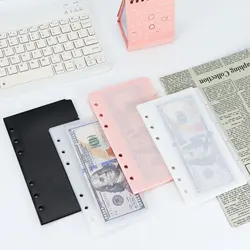 A6/A7 Pink Black Binder Pockets Binder Folders for Notebook Divider Page Waterproof PVC Leaf Document Filing Bag