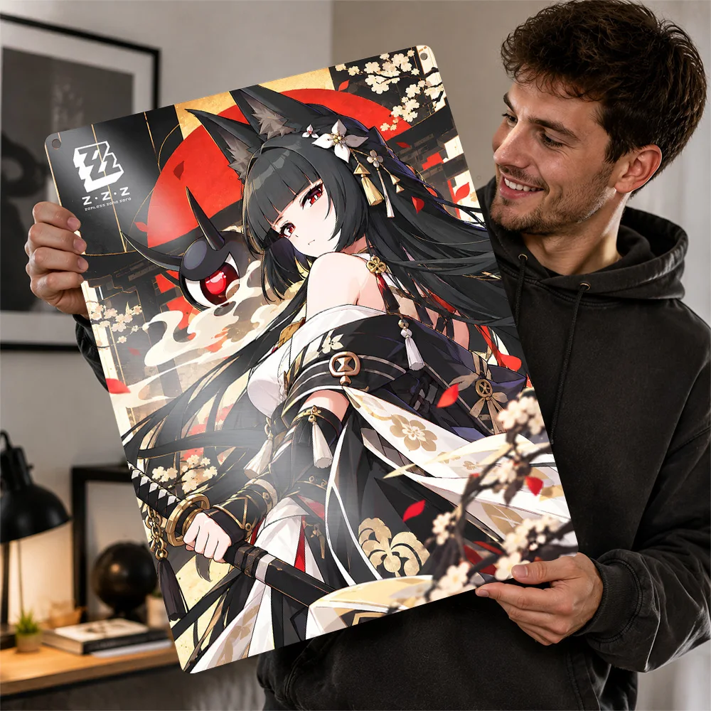 Hoshimi Miyabi Zenless Zone Zero Game Printed Poster Graphic Wall Art For Bedroom Personalized Aluminum Metal Sign Birthday Gift