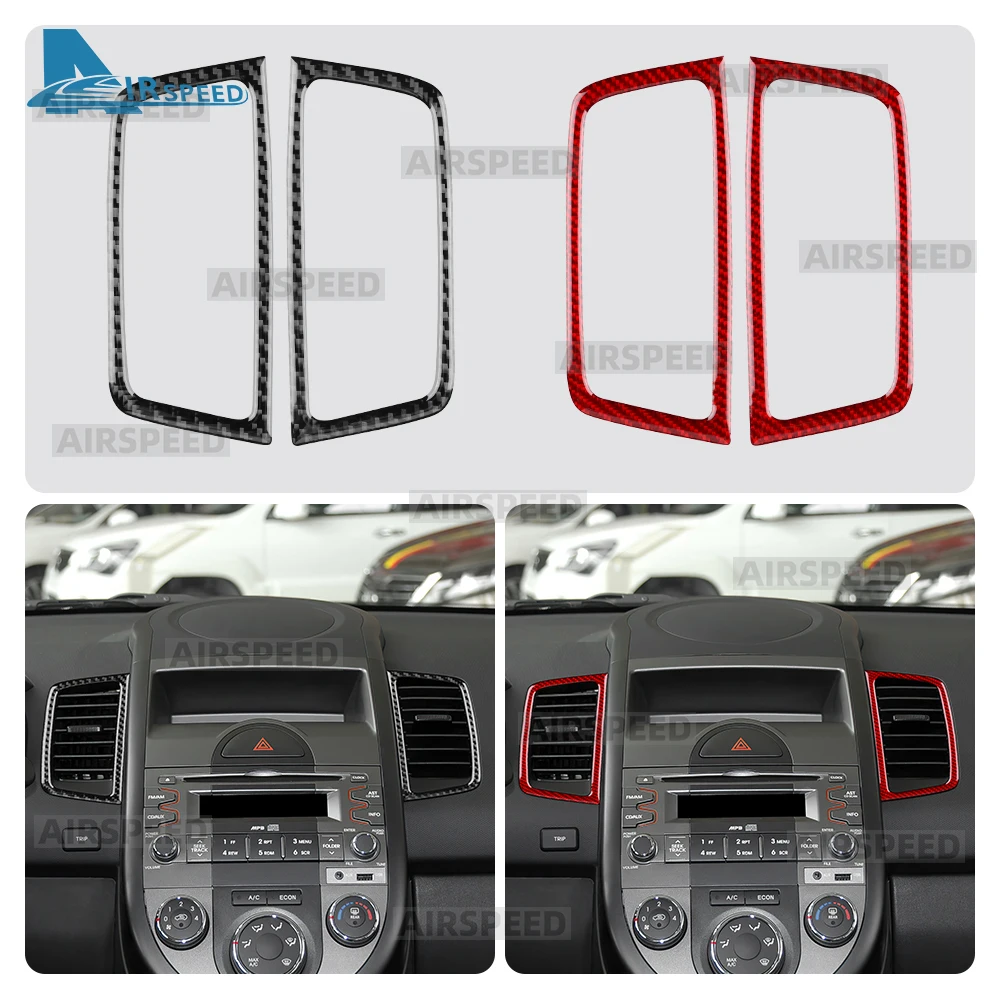 

Настоящая мягкая наклейка из углеродного волокна для Kia Soul 1 AM 2010 2011 2012 2013, LHD RHD, автомобильная центральная панель воздуховыпускного отверстия, отделка панели