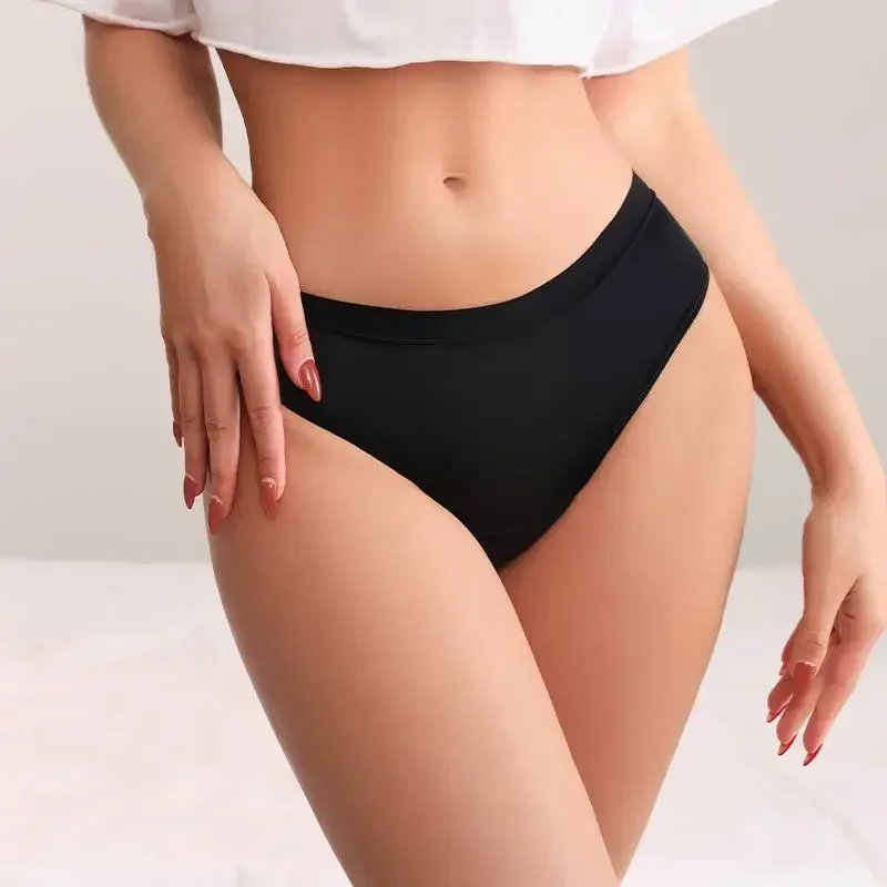 Calcinha menstrual de quatro camadas para mulheres, vazamento anti-lateral frontal e traseiro, calça fisiológica elástica alta, cor pura