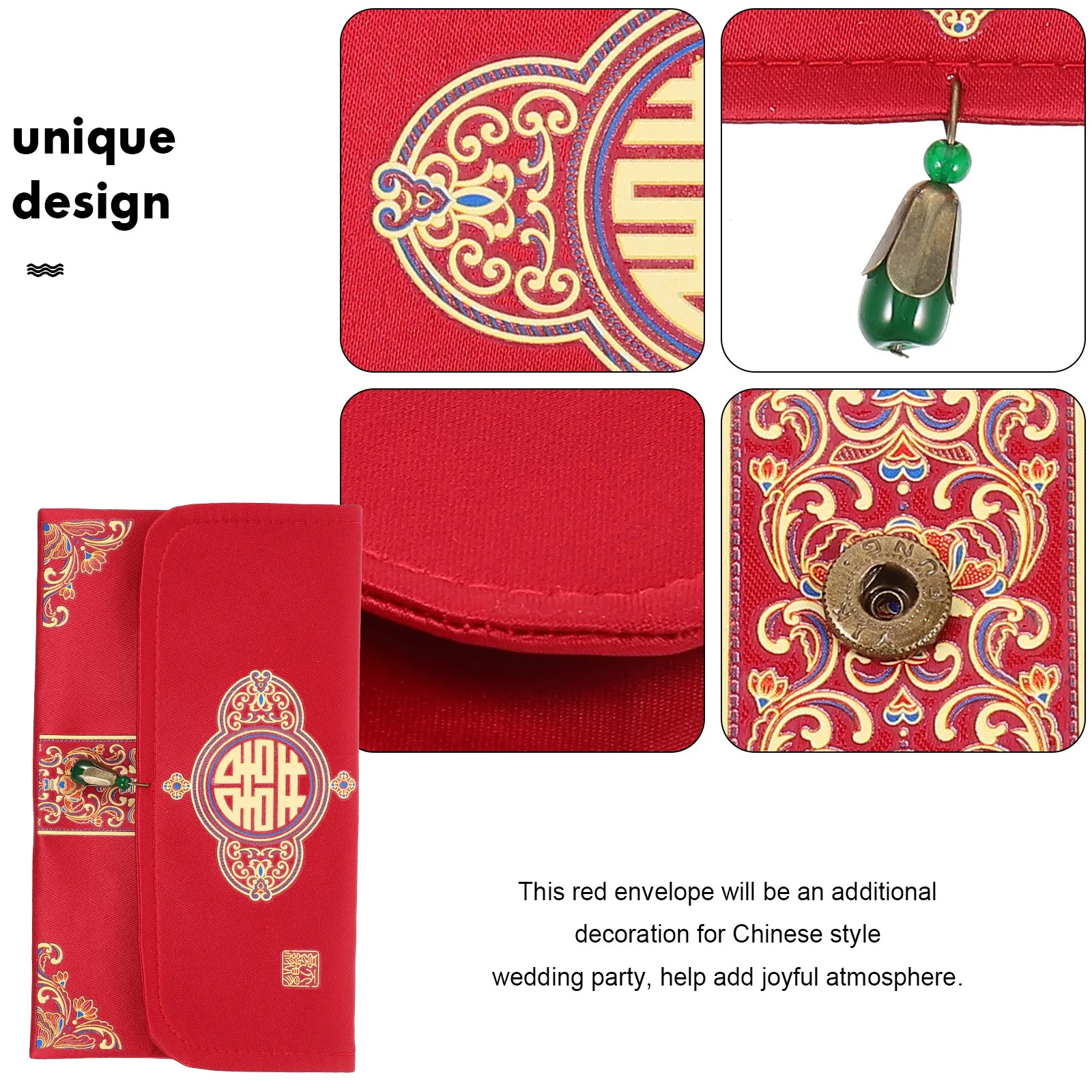 

Operitacx Wedding Money Envelope Red Packet Chinese Style Brocade Gift Pouch for Marriage Celebration