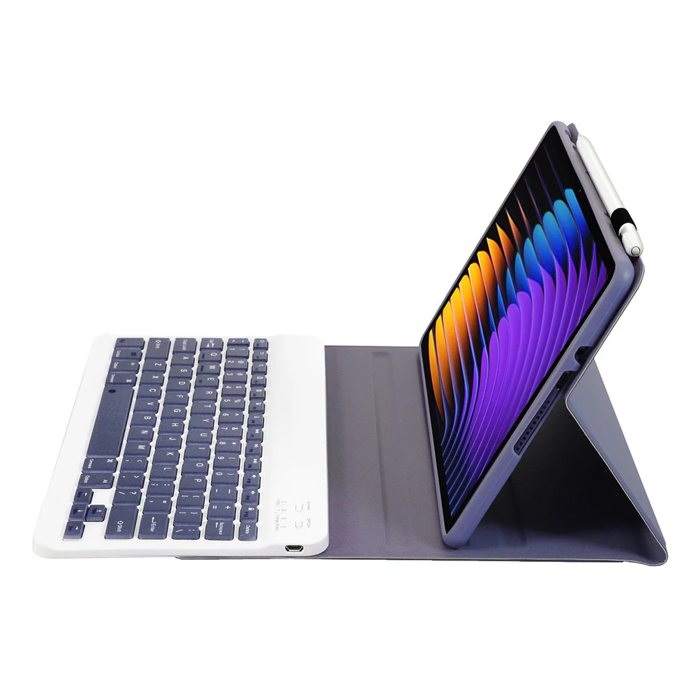 A0N13 para Xiaomi Pad 7 Pro / Pad 7 Couro + TPU Tablet Capa com teclado compatível com Bluetooth - Roxo