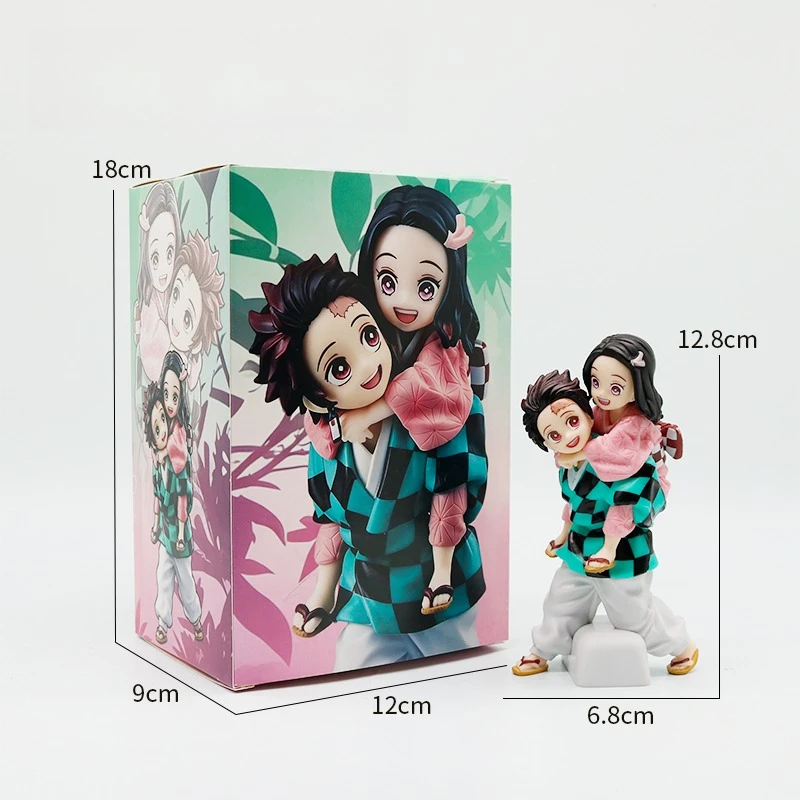 Hochwertige Demon Slayer Anime-Figur 12cm Kamado Tanjirou Rückseite Kamado Nezuko Actionfigur Modell Spielzeug Geschenk